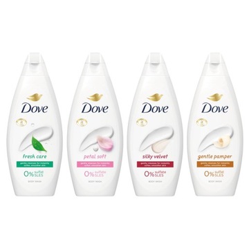 Żel pod prysznic Dove mix silky velvet petal soft fresh care zestaw 4x250ml