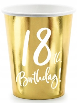Стаканчики паперові 18TH BIRTHDAY золотий 220 мл 6 шт. PARTYDECO