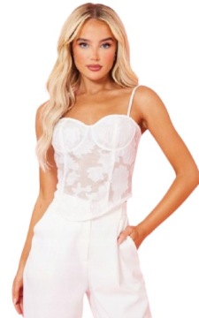 PRETTYLITTLETHING GORSET DAMSKI BIAŁY 38 1M6C