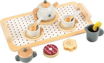 DREWNINAY ZESTAW DO HERBATY DLA DZIECI KINDERPLAY AKCESORIA + TACA