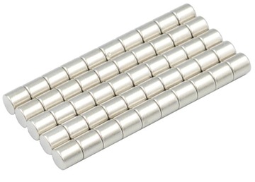 MOCNY MAGNES NEODYMOWY WALCOWY 5x5 - ZESTAW 50 SZTUK / MAGNESY NEODYMOWE /