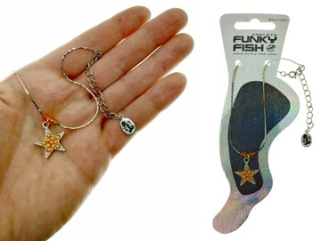Łańcuszek na kostkę gwiazdka brązowe koraliki obwód 20-25 cm Funky Fish