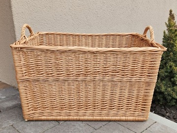 Duży Kosz wiklinowy NATURALNY koszyk na DREWNO Pojemnik