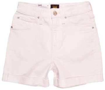 LEE spodenki HIGH WAIST white jeans MOM SHORT _ W25