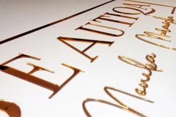 Logo 3D złote srebrne plexi lustrzane litery