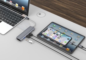 АДАПТЕР-ХАБ 6 В 1 USB-C PD 100 Вт 3x USB 3.0 HDMI 4K