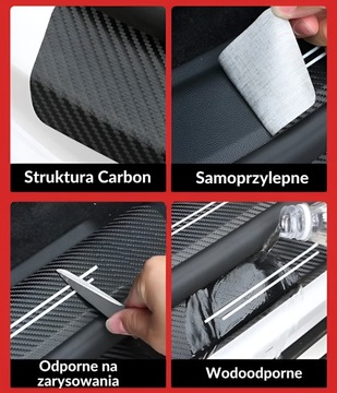 НАКЛЕЙКИ ЗАЩИТНЫЕ КРЫШКИ ДЛЯ АВТОМОБИЛЯ НАБОР ФОЛЬГИ ИЗ 4 КАРБОНОВЫХ ШТ.