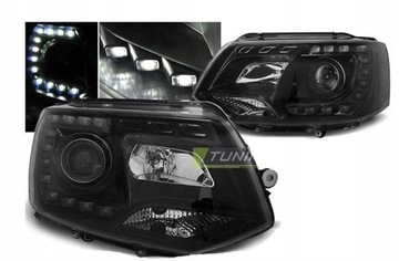 SVĚTLA SVĚTLOMET VW T5 10-15 BLACK LED DRL
