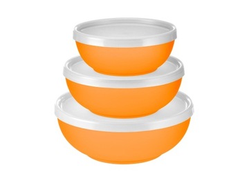 ZESTAW 3 MISKI SALATERKI Z POKRYWKĄ PLASTIKOWE POM