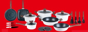 НАБОР ГРАНИТНЫХ ГОРШКОВ, 21 ПРЕДМЕТ, БЕЛЫЙ ИНД.