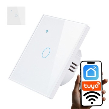WŁĄCZNIK WYŁĄCZNIK ŚWIATŁA SZKLANY WIFI BIAŁY POJEDYNCZY TUYA SMART FI60