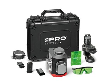 PRO LASER WIELOLINIOWY TYXER 3DG PLUS 3x360° ZIELONA WIĄZKA ZESTAW PLUS