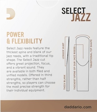 Трость D'Addario Jazz Select для саксофона-альта 3M Unfiled