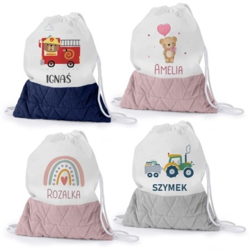 WOREK PLECAK PRZEDSZKOLAKA WORECZEK Z PĘTELKĄ DO PRZEDSZKOLA ŻŁOBKA + IMIĘ
