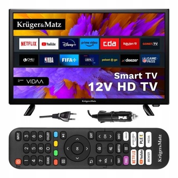 Telewizor SMART TV WiFi 24 cale HD VIDAA APLIKACJE Youtube Netflix 230V 12V