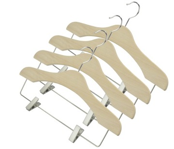 WIESZAKI DREWNIANE 4szt EKOLOGICZNE 42cm Z KLIPSEM