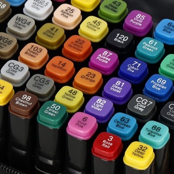 НАБОР ДВУХСТОРОННИХ РУЧОК АЛКОГОЛЬНЫХ МАРКЕРОВ, 48 ШТ. + ЧЕХОЛ-ЧЕХОЛ.