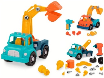 B.Toys Battat Wonder Wheels Ciężarówka Dźwig Koparka z Wkrętarką do Montażu