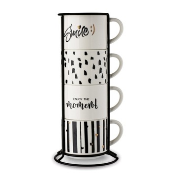 Набор КРУЖЕК НА ПОДСТАВКЕ для КОФЕ, ЧАЯ, ФАРФОРА Tadar Decor 4х300мл