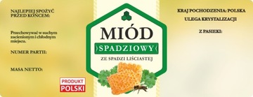 Duża etykieta naklejka na miód z spadzi liściastej