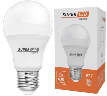 Żarówka LED E27 7W 630lm = 60W CCD Basic SuperLED biała ciepła