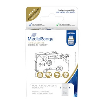 Kaseta z taśmą plastikową MediaRange 9 mm, 8m