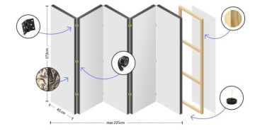 Ширма из 3 частей из бамбука и камня 172x135CM