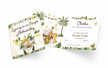 ZAPROSZENIA NA ROCZEK IMIĘ + KOPERTA EKO SAFARI