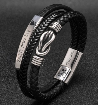 Мужской браслет с ГРАВИРОВАННЫМ узлом бесконечности