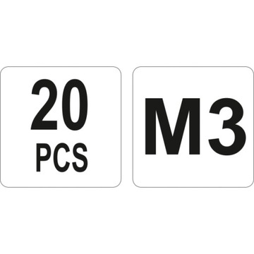 Nitonakrętki stalowe M3 20szt. YATO