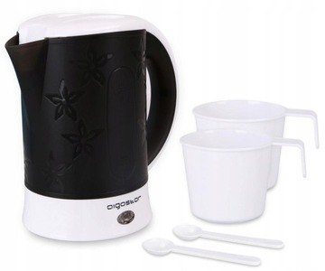 CZAJNIK ELEKTRYCZNY TURYSTYCZNY 650W 600ml + KUBKI