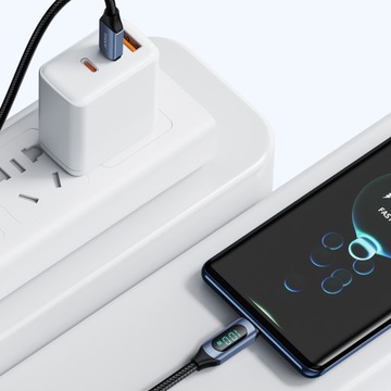 Kabel Toocki 100W USB Typ C - Kabel USB Typ C 1m Z Wyświetlaczem 1+1
