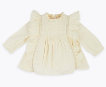 M&S Bluzka z czystej bawełny z falbanką r 72
