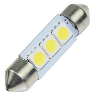 1x BIAŁA ŻARÓWKA C5W RURKA 3 DIODY LED 5050 SMD 12V 39 39MM (uniwersalna)