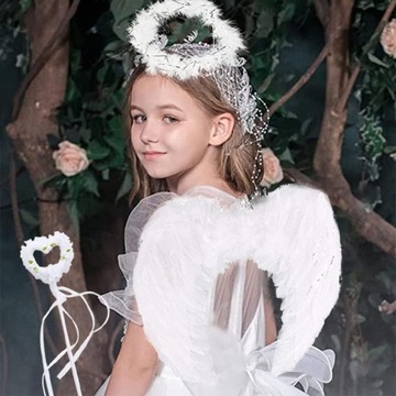 КОСТЮМ АНГЕЛА РОДНЫЕ КРЫЛЬЯ АНГЕЛА + ореол + ЮБКА АНГЕЛА 134-140