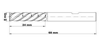 FREZ ORION WĘGLIKOWY VHM TiAlN 8x24x68 mm
