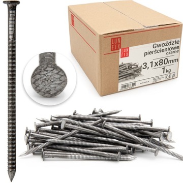 Gwoździe pierścieniowe CIESIELSKIE 3,1x80mm 1kg