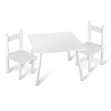 Stolik dla dzieci 60x60x42 cm w zestawie z dwoma krzesełkami Biały