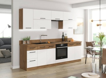 Meble kuchenne Vigo biały połysk 260cm 8szafek
