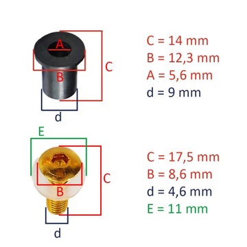 Резиновый рукав для обтекания M5 x 14 Зеленые винты