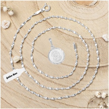 КРАСИВАЯ СЕРЕБРЯНАЯ ЦЕПЬ + МЕДАЛИТ 925 ПОДАРОК ​​ДЕВУШКЕ