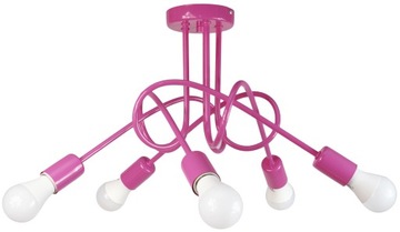 Lampa Róż Sufitowa Różówa Dziecięca Loft Edison Żyrandol Dla Dzieci Led