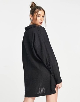 TOPSHOP KOSZULA PLAŻOWA CZARNA OVERSIZE 32/34 XAG