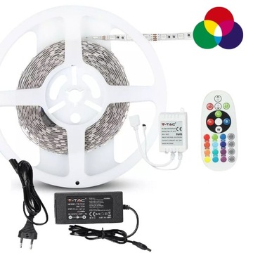 ZESTAW Taśma LED RGB + Zasilacz + Pilot 5m V-TAC