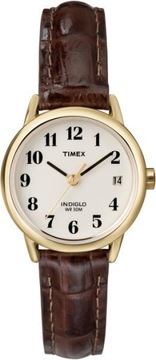 Zegarek damski złoty brązowy pasek Timex cyfry podświetlanie INDIGLO data