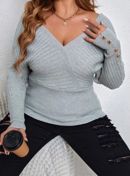 SHEIN SWETER PLUS SIZE SZARY DOPASOWANY 48 V7C