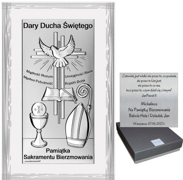 SREBRNY OBRAZEK BIERZMOWANIE PAMIĄTKA GRAWER