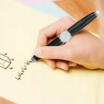 СВЕТЯЩАЯСЯ ШАРИКОВАЯ РУЧКА С ГИРОСКОПОМ НА НАКОНЕЧНИКЕ, ЧЕРНАЯ