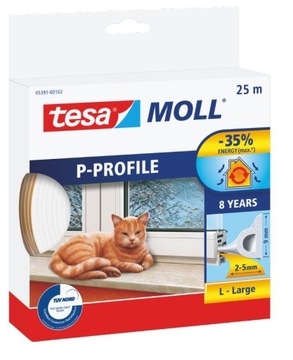 TESA Uszczelka gumowa PROFIL P 25m:9mm, biała