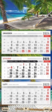 Kalendarz ścienny TRÓJDZIELNY 2025 KAWA Z OKIENKIEM